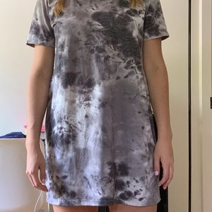 Grey tie dye soft tee shirt dress